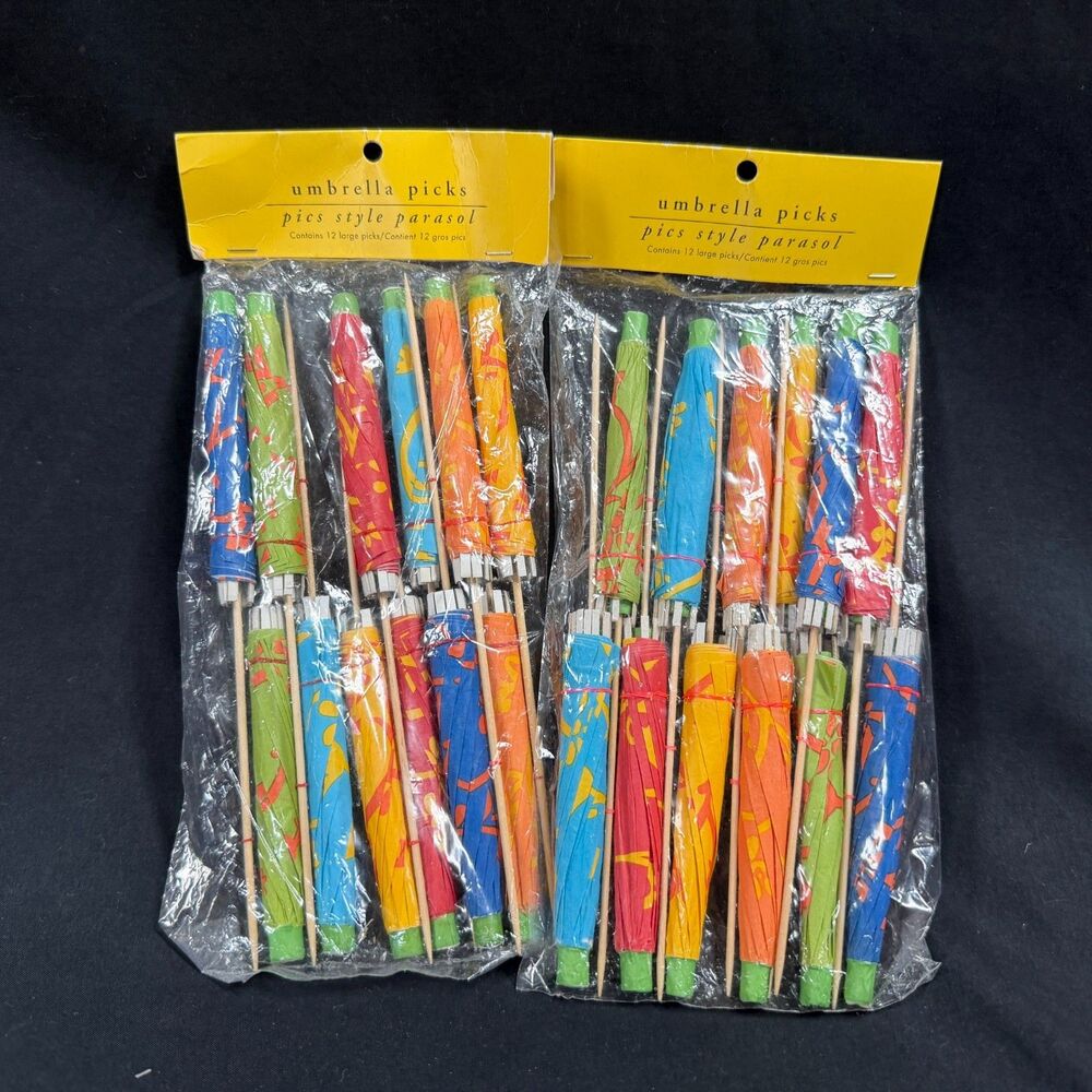 Pier 1 Imports Large Umbrella Pick Tiki Tropical Drinks 2 Packages 24 Total